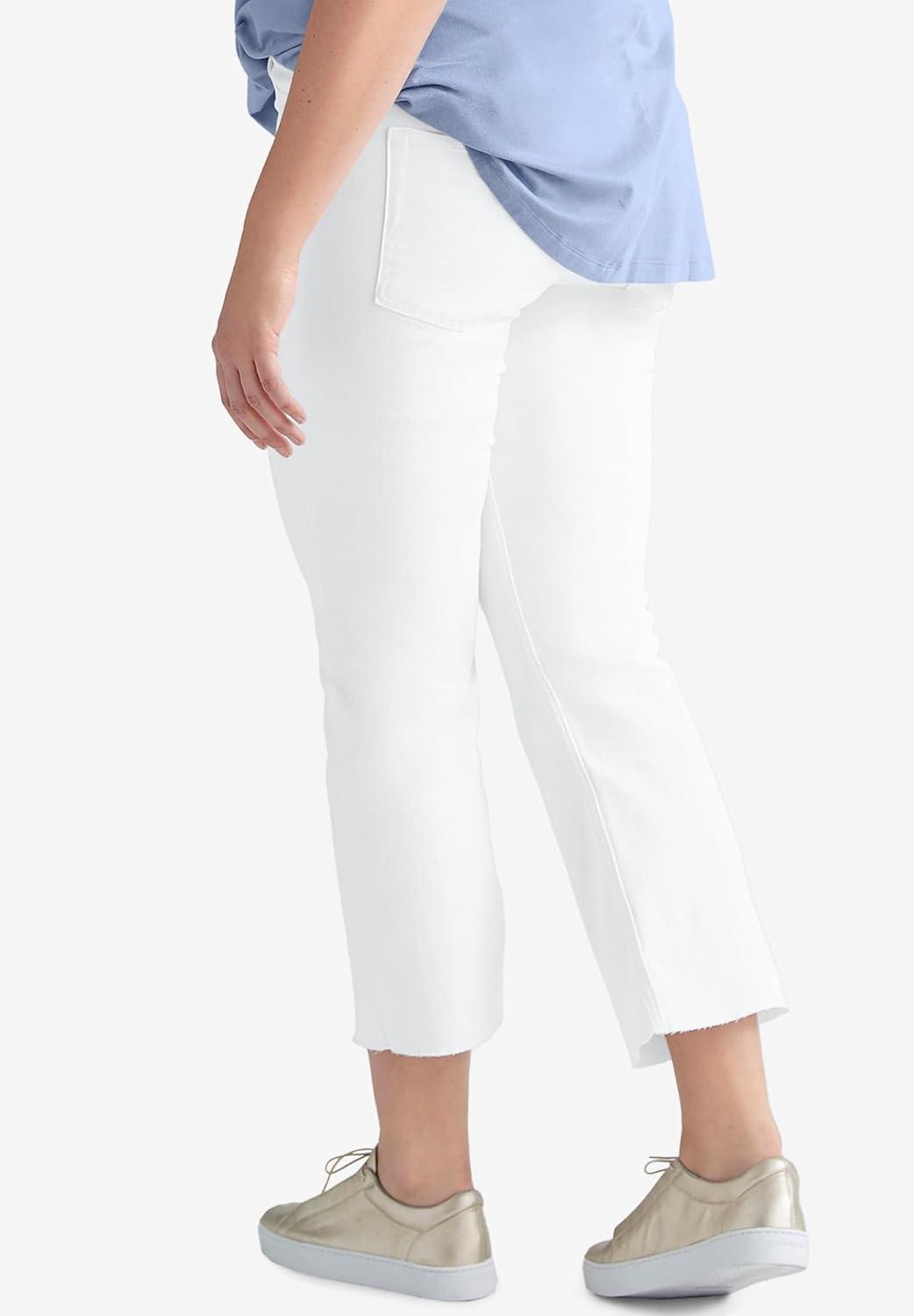 image:imageEllos Plus Size Crop Bootcut JeansWhite