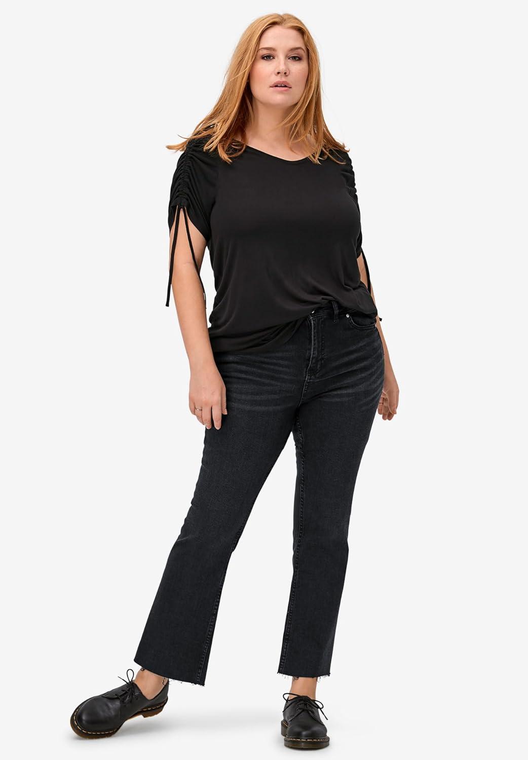 image:imageEllos Plus Size Crop Bootcut JeansWhite