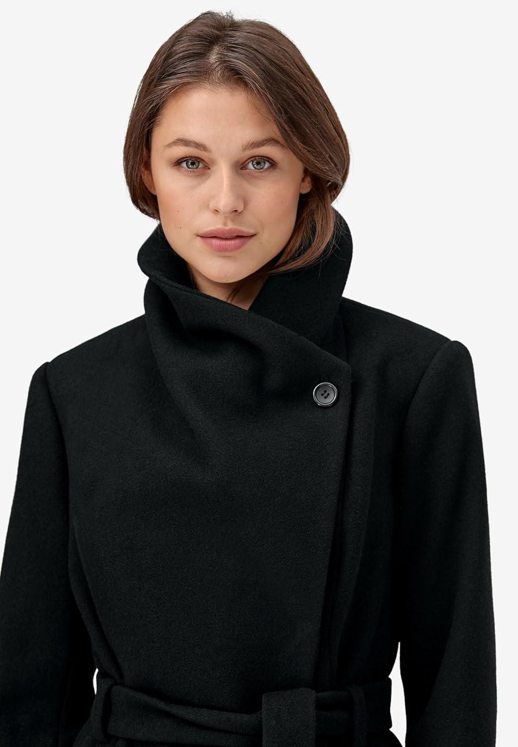 image:imageEllos Plus Size WrapCollar WoolBlend CoatBrown Sugar