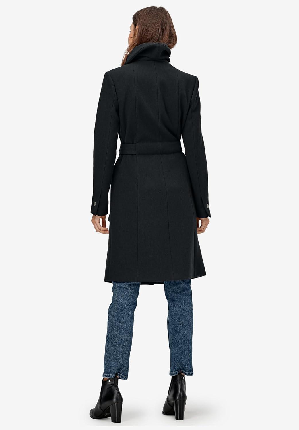 image:imageEllos Plus Size WrapCollar WoolBlend CoatBrown Sugar