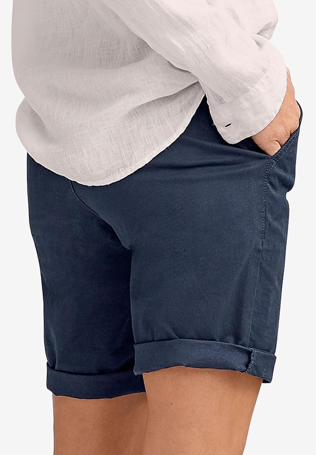 image:imageellos Plus Size Stretch Chino MidRise Bermuda ShortsNavy