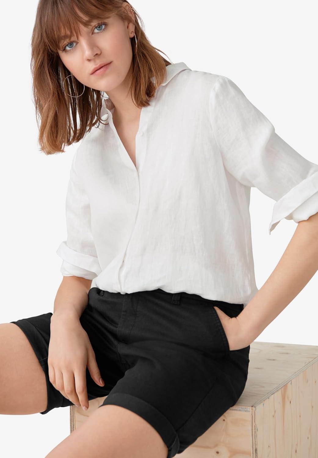 image:imageellos Plus Size Stretch Chino MidRise Bermuda ShortsNavy
