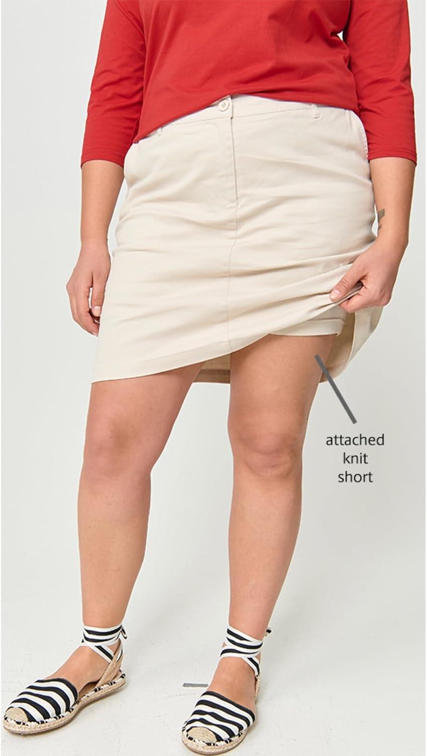 image:imageellos Plus Size Stretch Chino MidRise SkortWhite