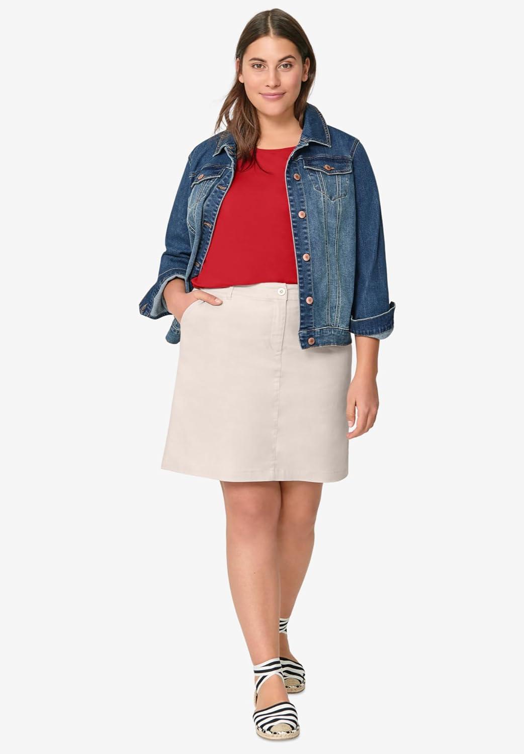 image:imageellos Plus Size Stretch Chino MidRise SkortWhite