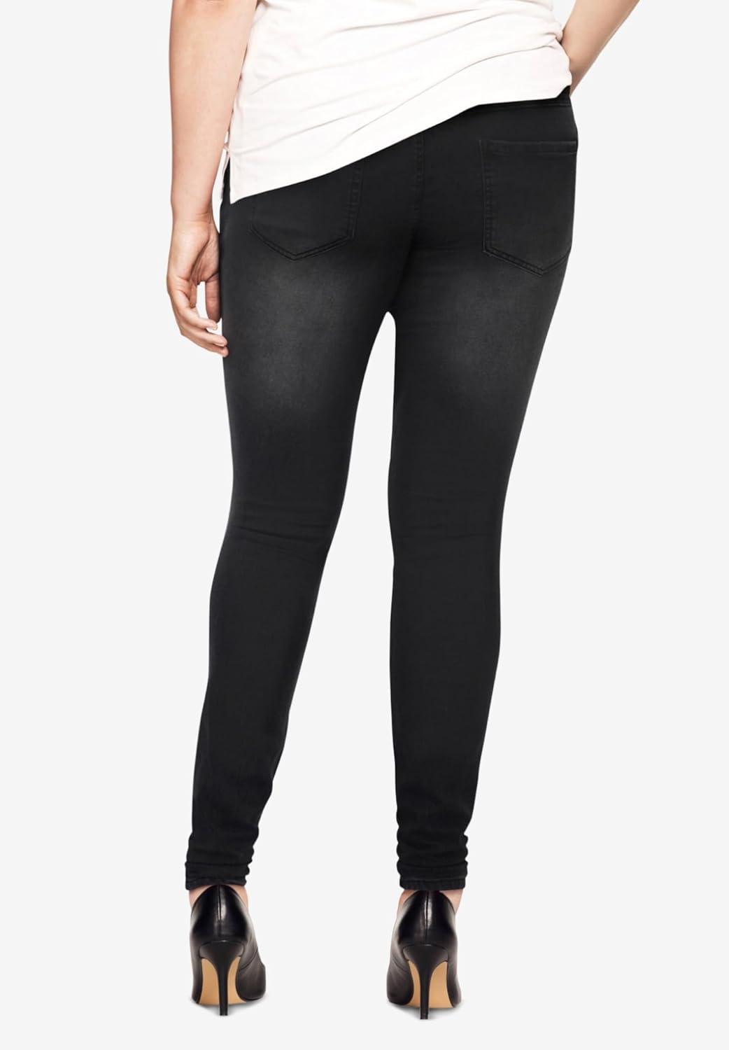 image:imageellos Plus Size Stretch Denim MidRise PullOn 4 Pocket JeggingsBlack