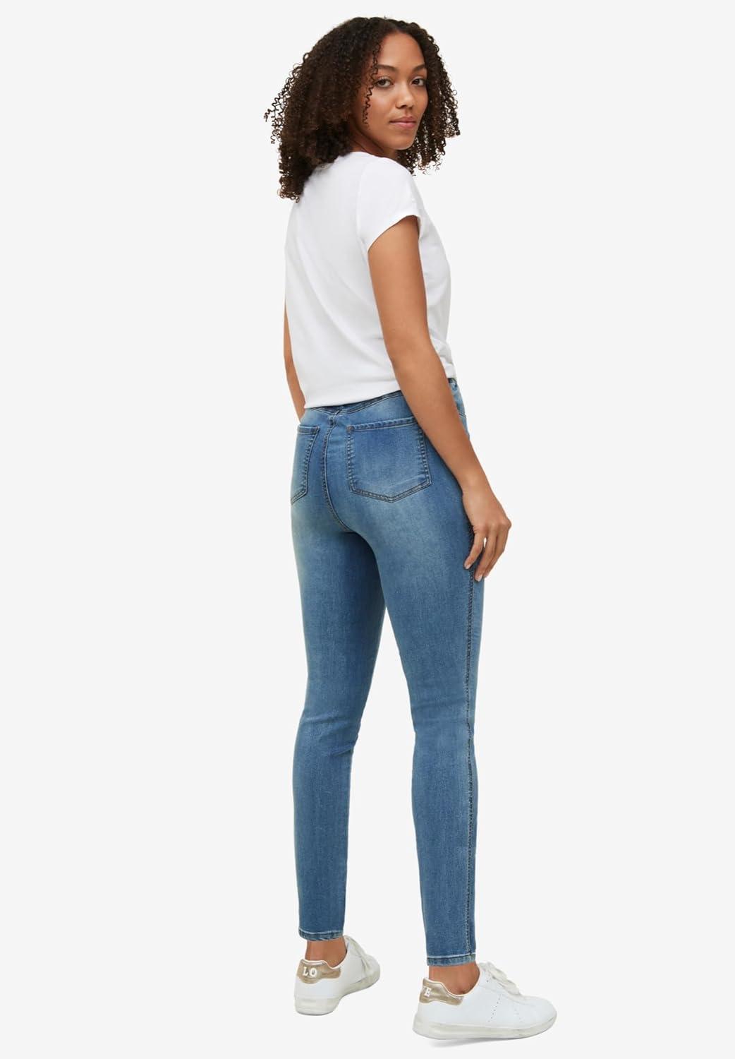 image:imageellos Plus Size Stretch Denim MidRise PullOn 4 Pocket JeggingsLight Stonewash
