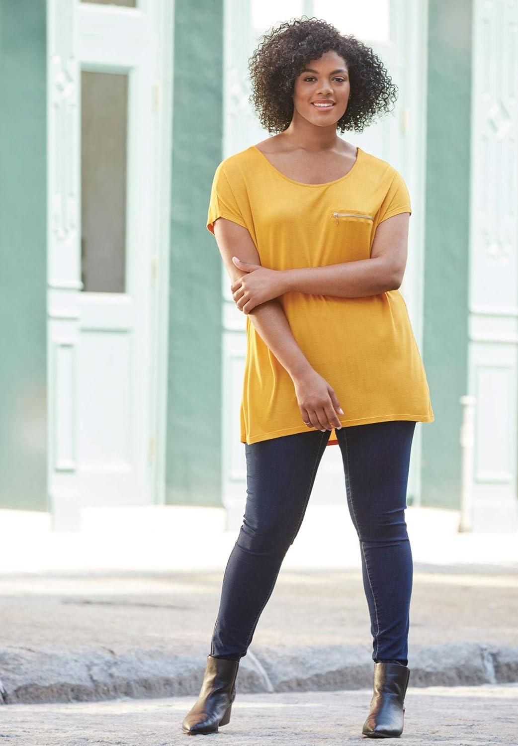 image:imageellos Plus Size Stretch Denim MidRise PullOn 4 Pocket JeggingsMedium Stonewash