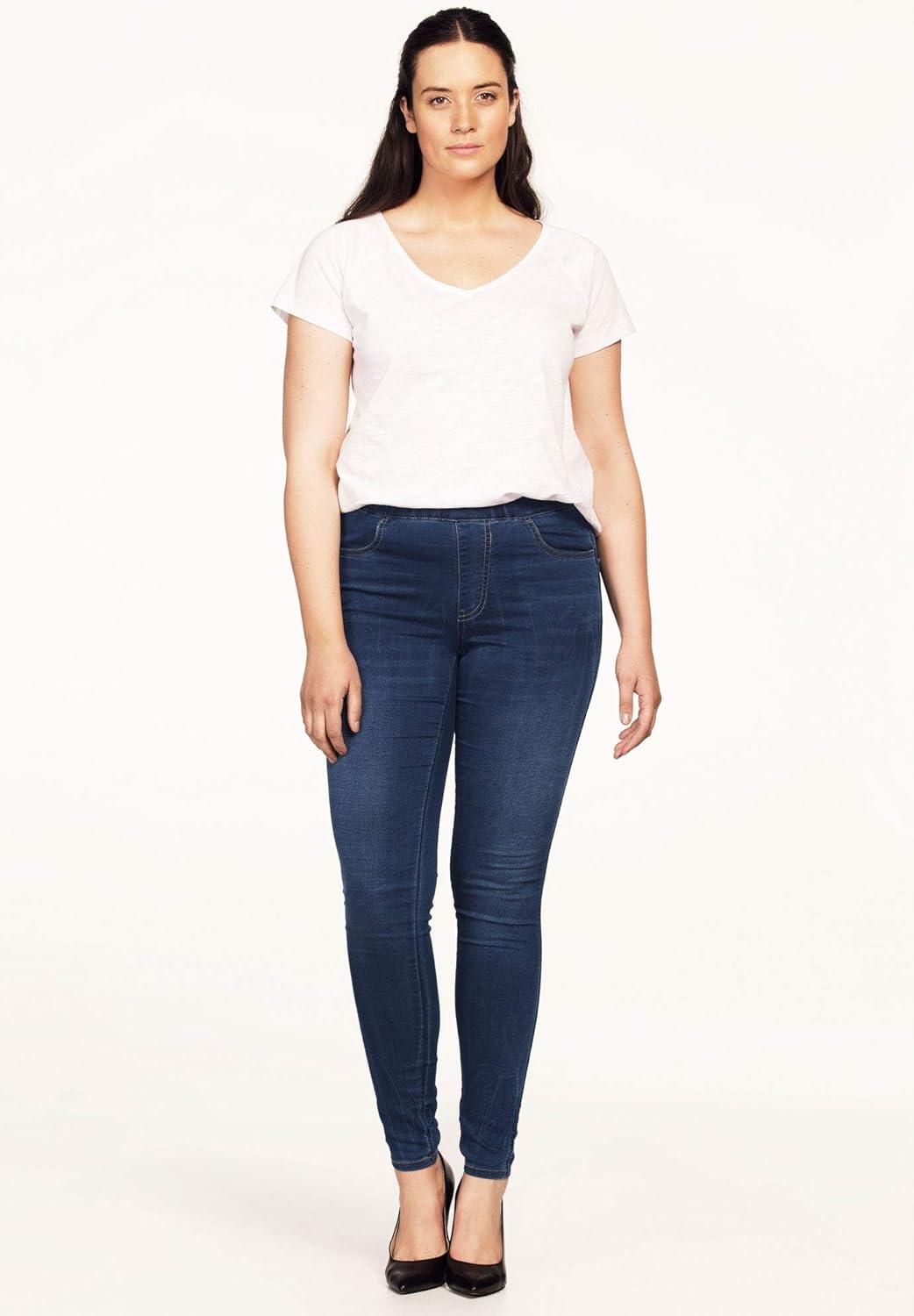 image:imageellos Plus Size Stretch Denim MidRise PullOn 4 Pocket JeggingsMedium Stonewash