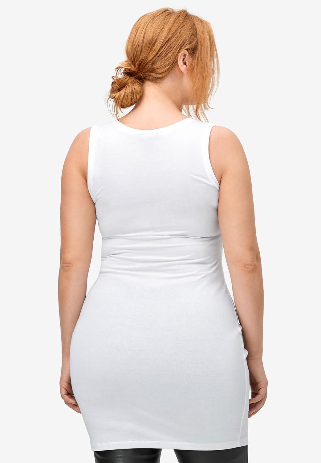 image:imageellos Plus Size Stretch Knit Scoop Neck Sleeveless Long TankDeep Wine