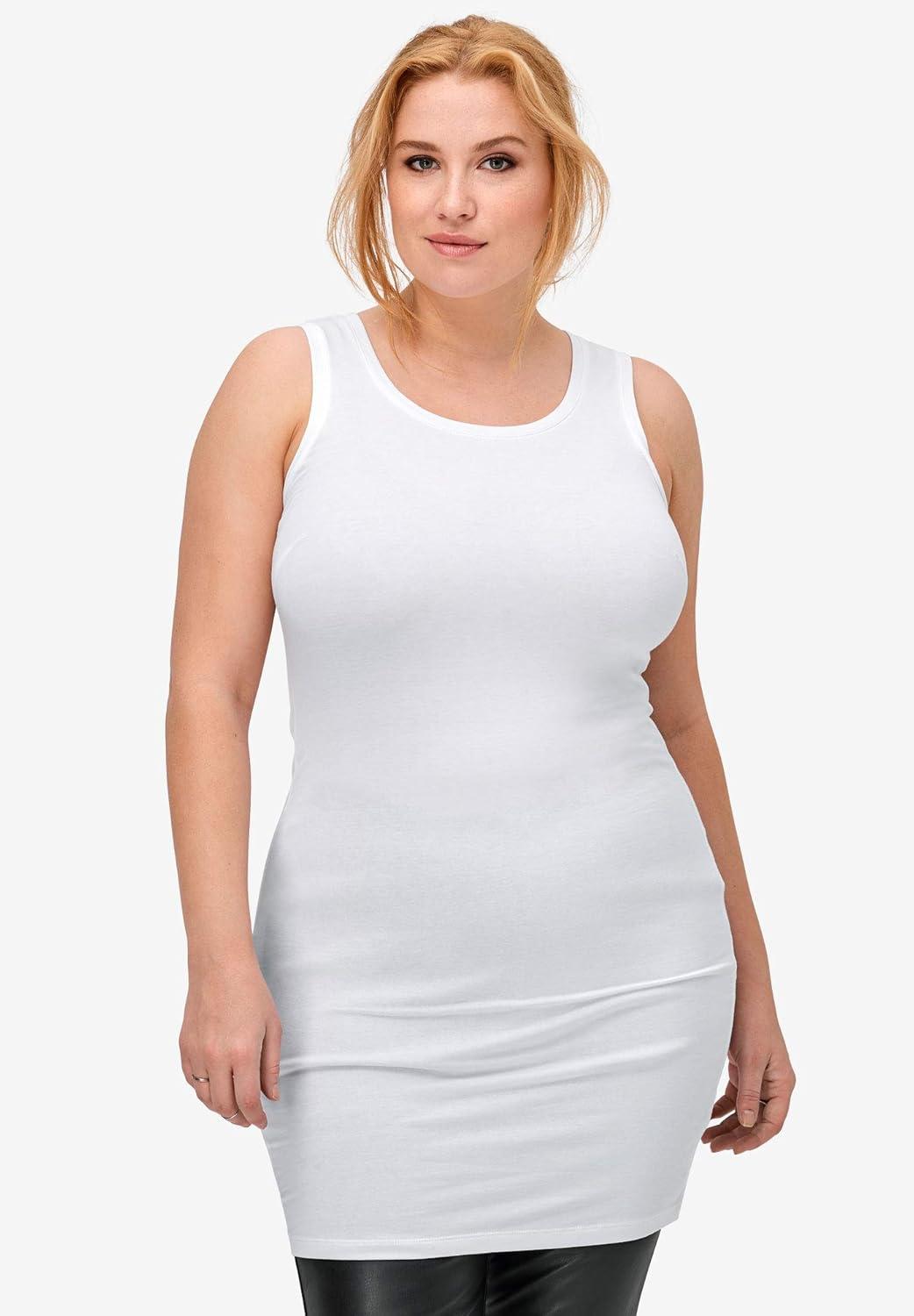 image:imageellos Plus Size Stretch Knit Scoop Neck Sleeveless Long TankDeep Wine