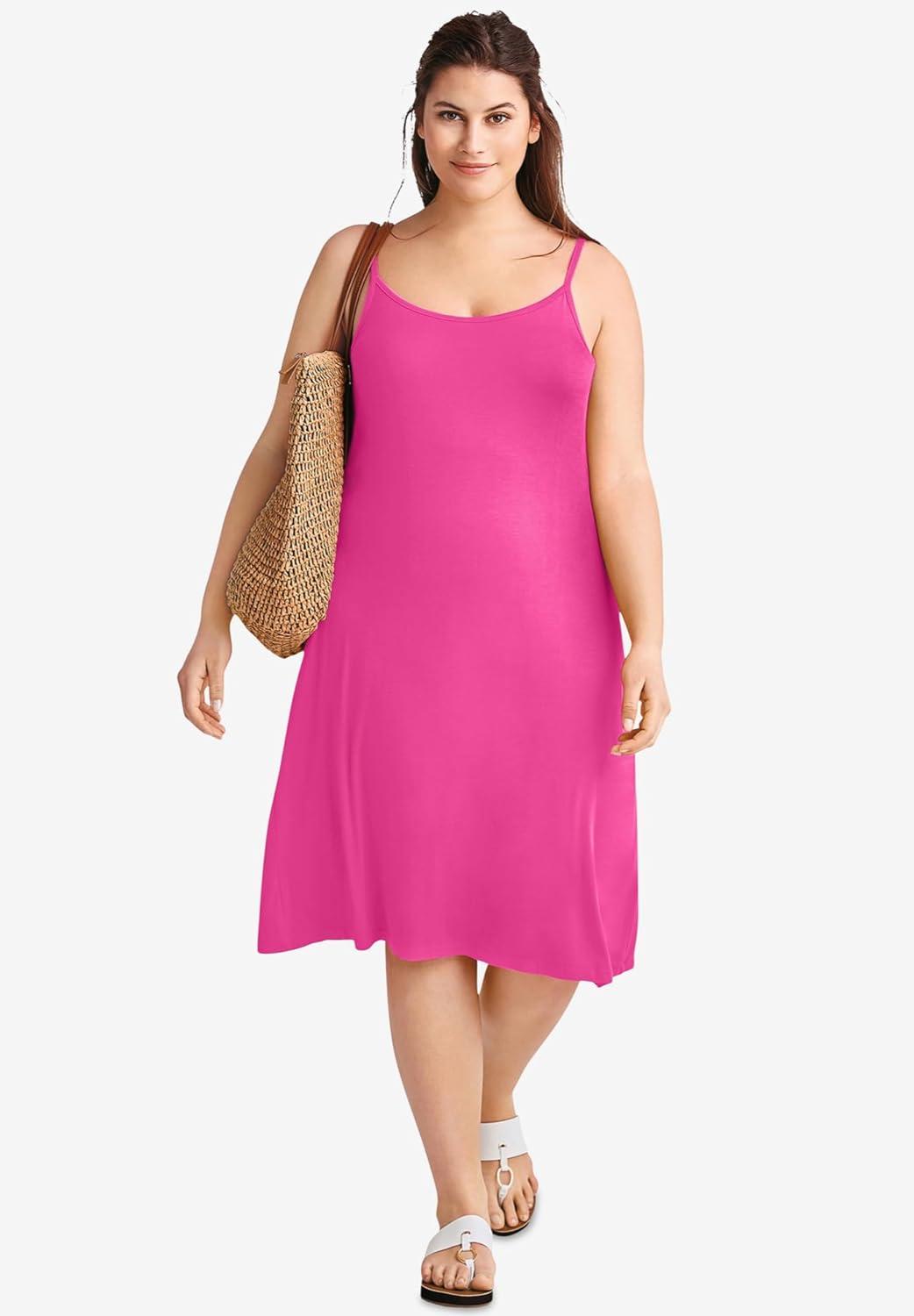 image:imageellos Plus Size Stretch Knit Scoop Neck Tank A Line DressRoyal Periwinkle Floral