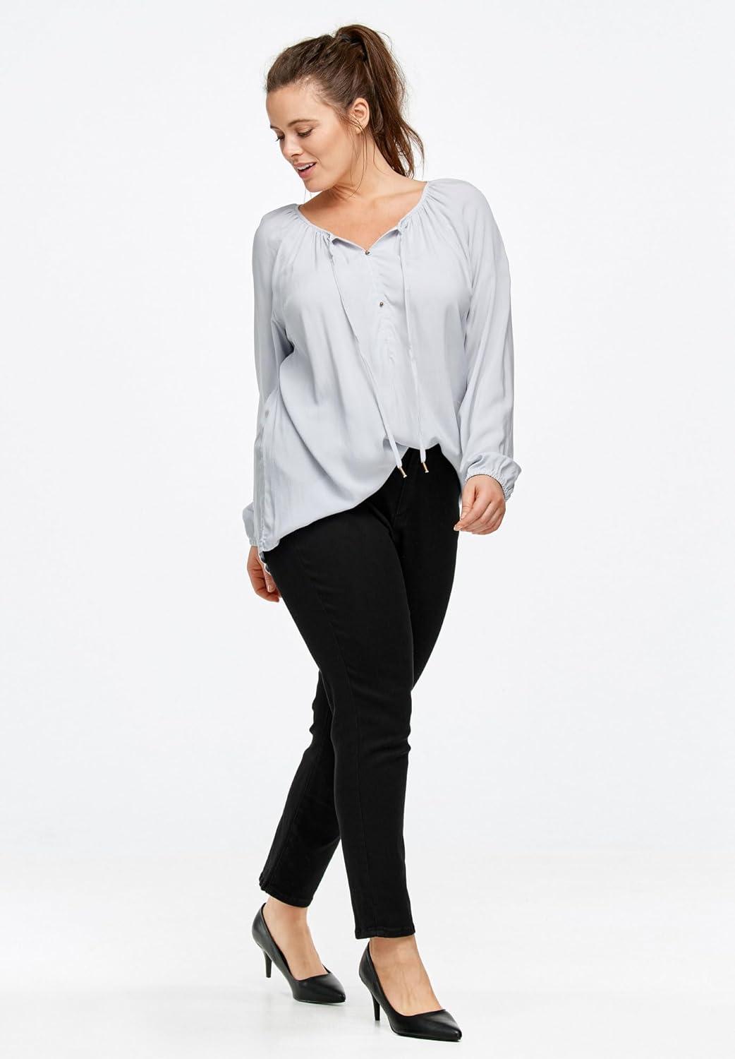 image:imageellos Plus Size Tie Neck Peasant TunicWild Plum