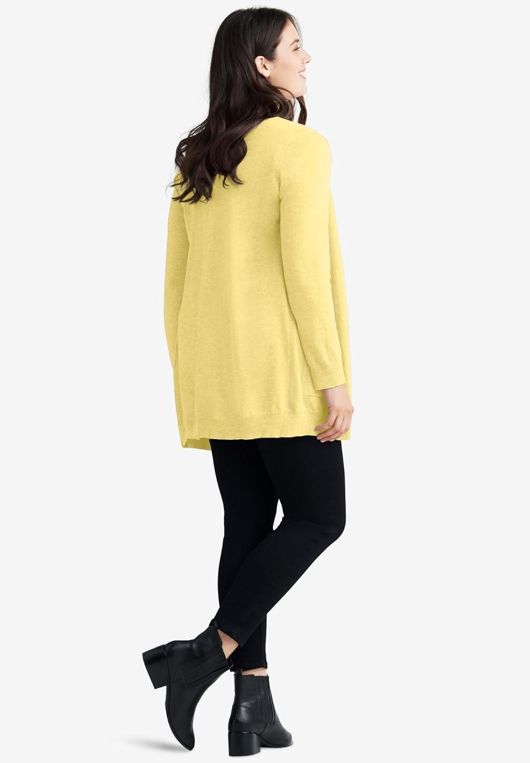 image:imageellos Plus Size VNeck ButtonFront 100 Cotton Boyfriend CardiganLavender Mist