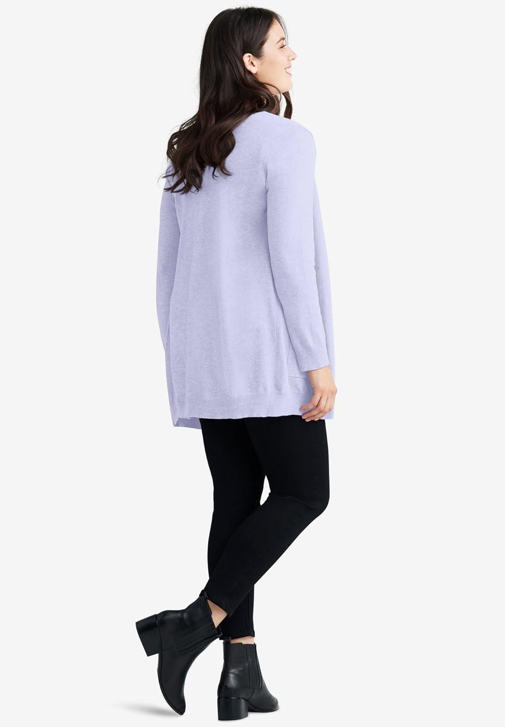 image:imageellos Plus Size VNeck ButtonFront 100 Cotton Boyfriend CardiganLavender Mist