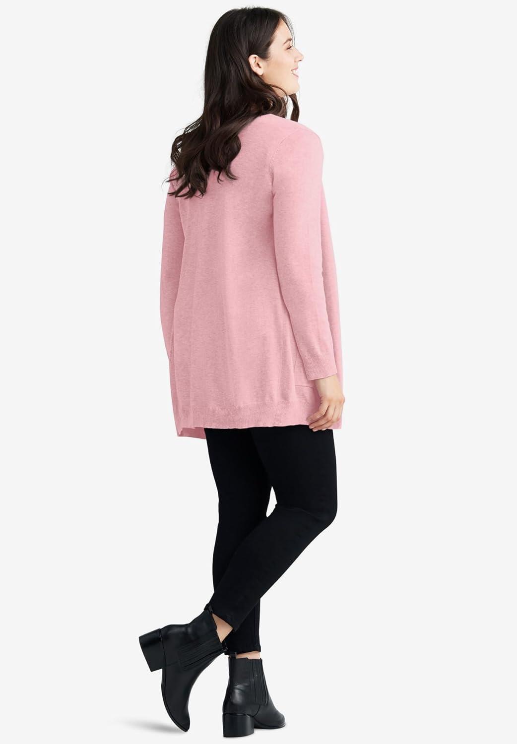 image:imageellos Plus Size VNeck ButtonFront 100 Cotton Boyfriend CardiganPink Sherbert