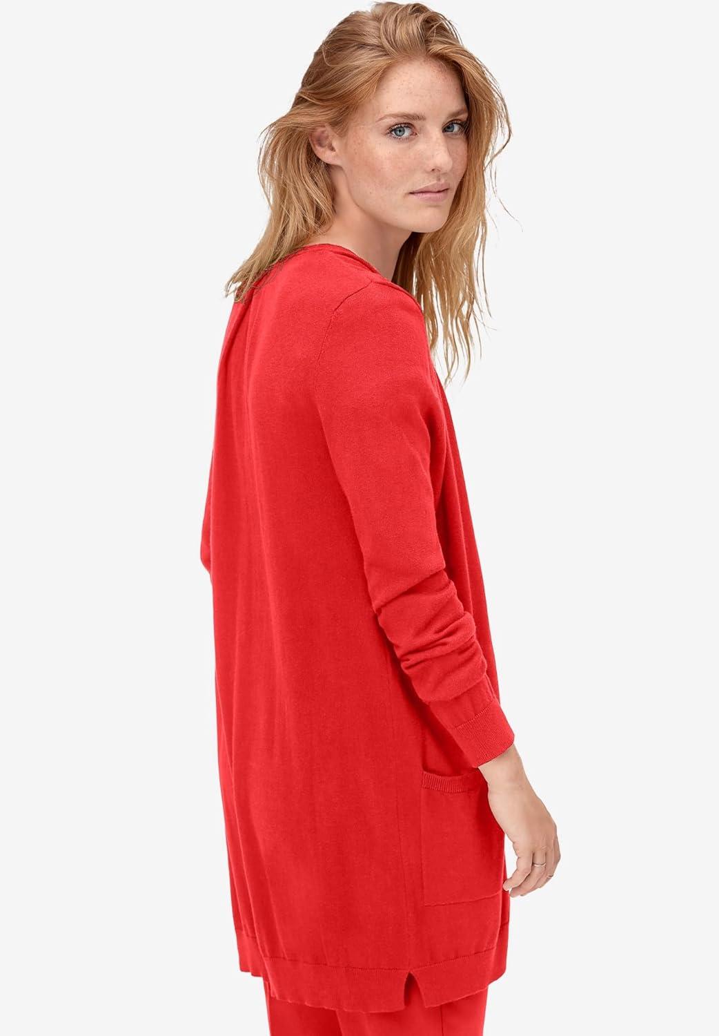 image:imageellos Plus Size VNeck ButtonFront 100 Cotton Boyfriend CardiganRed Apple