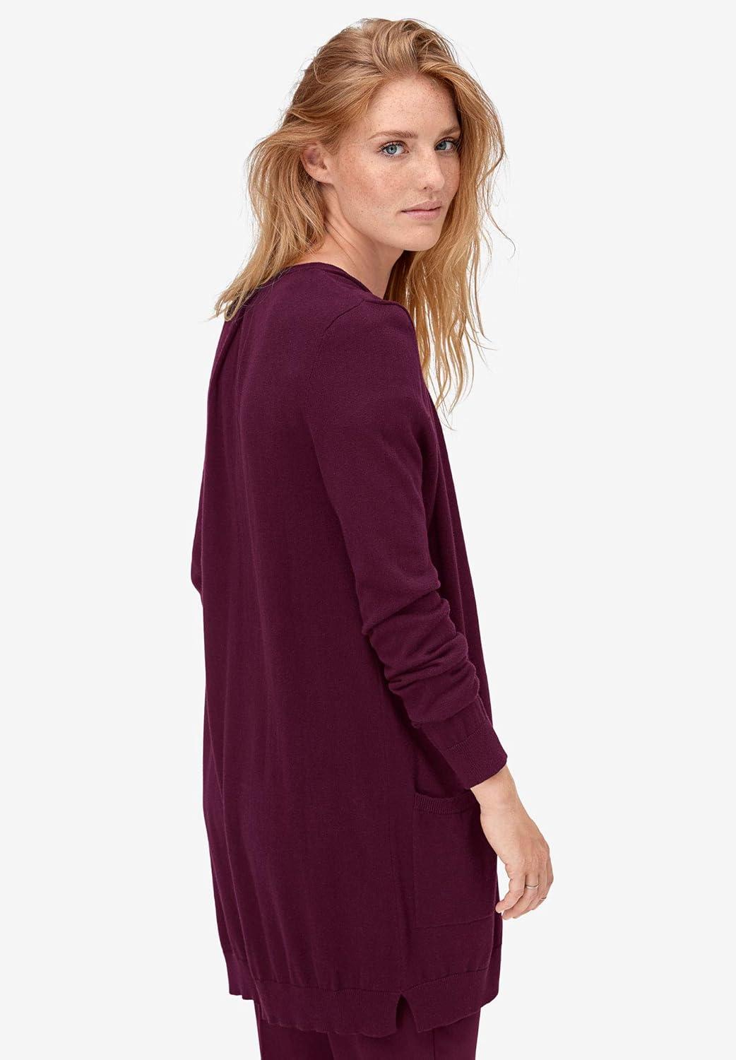 image:imageellos Plus Size VNeck ButtonFront 100 Cotton Boyfriend CardiganRed Apple