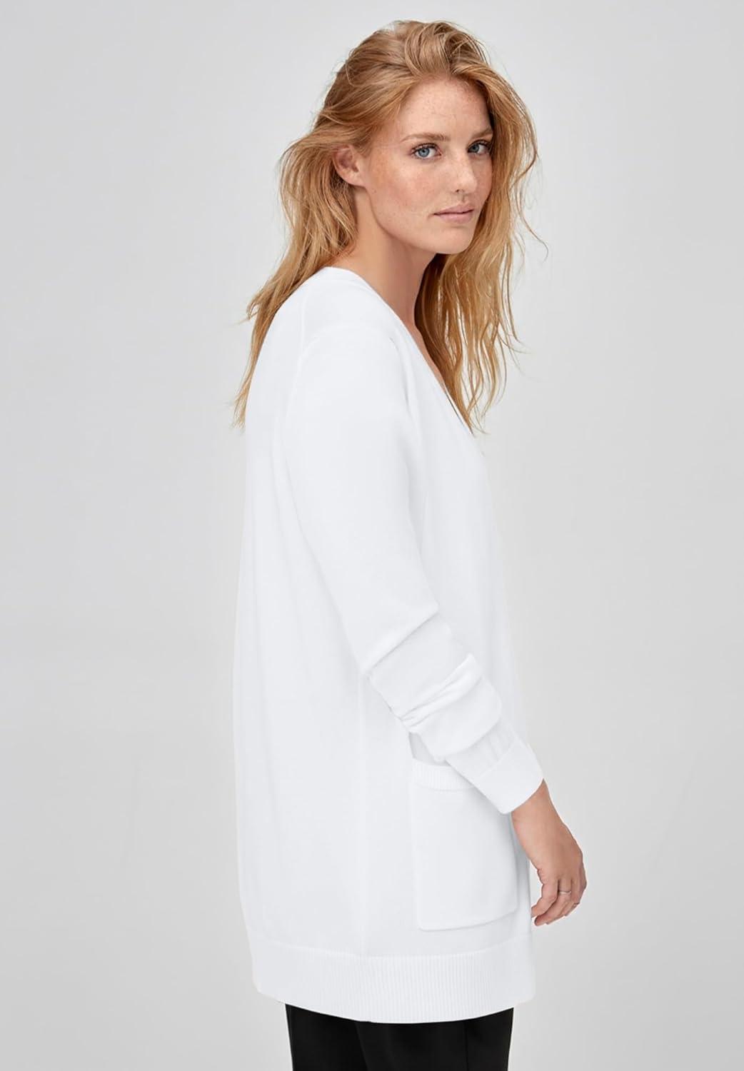 image:imageellos Plus Size VNeck ButtonFront 100 Cotton Boyfriend CardiganWhite