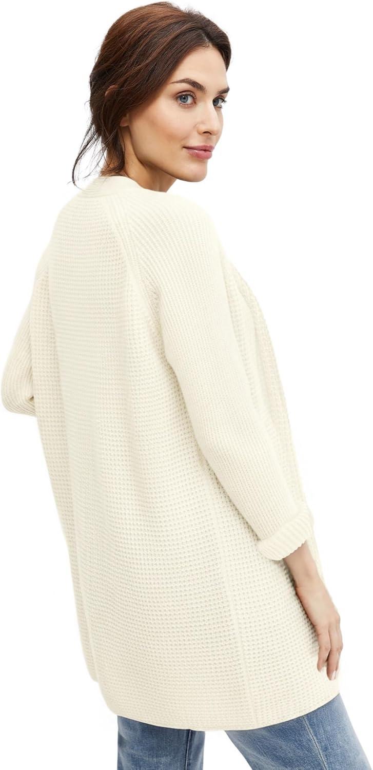 image:imageellos Womens Plus Size Open Front Waffle Cardigan Oversized Long Lightweight SweaterIvory