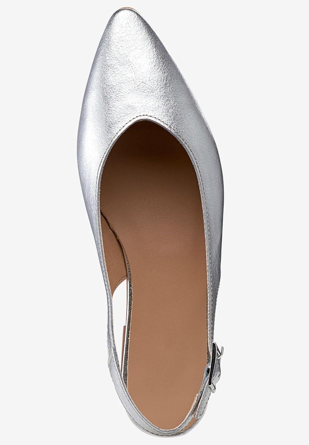 image:imageellos Womens Slingback Flats Wide Widths AvailableSilver Metallic