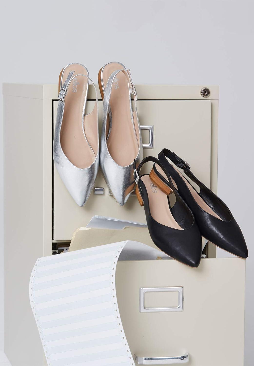 image:imageellos Womens Slingback Flats Wide Widths AvailableSilver Metallic
