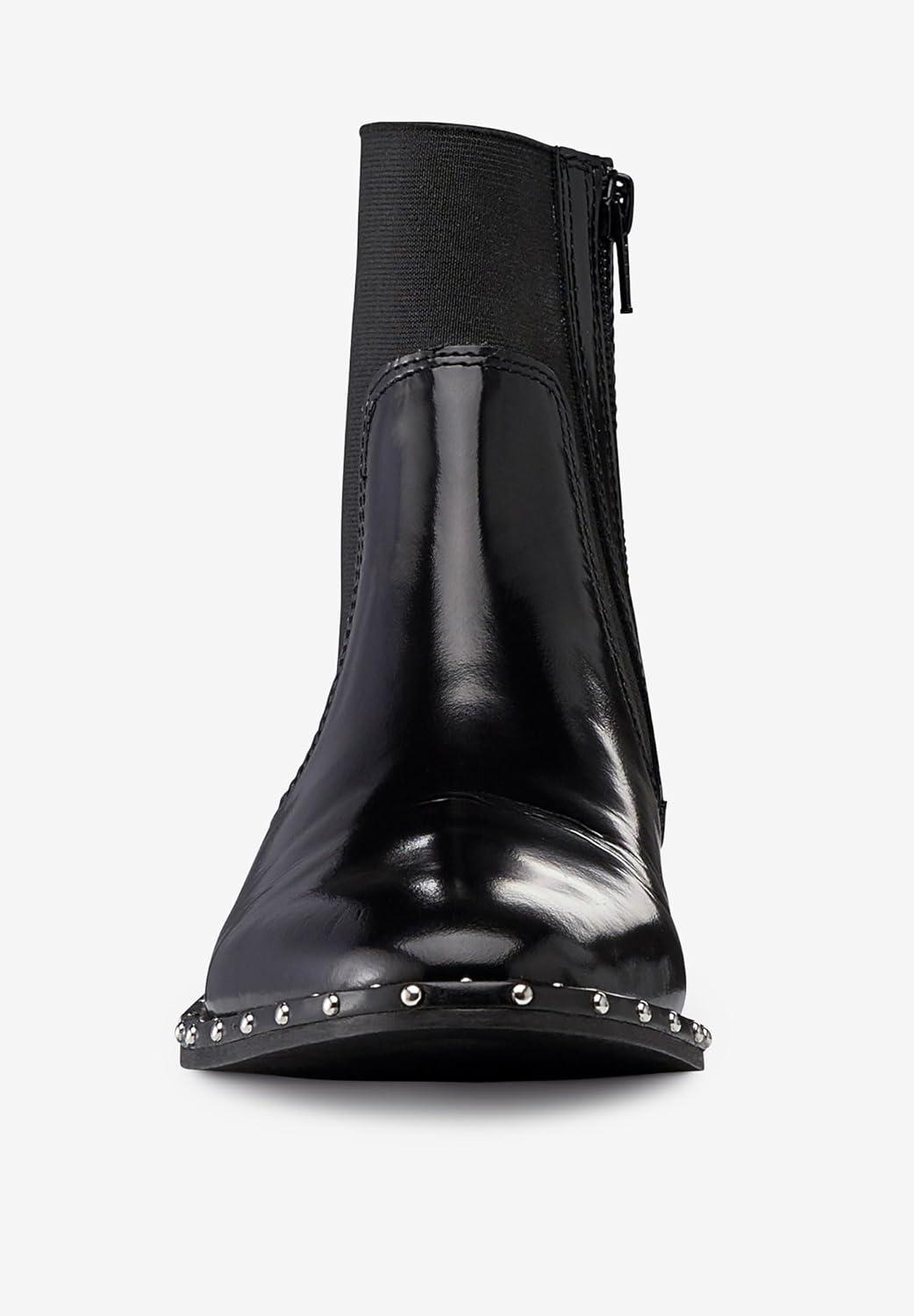 image:imageellos Womens Wide Width Patent Leather Studded Bootie