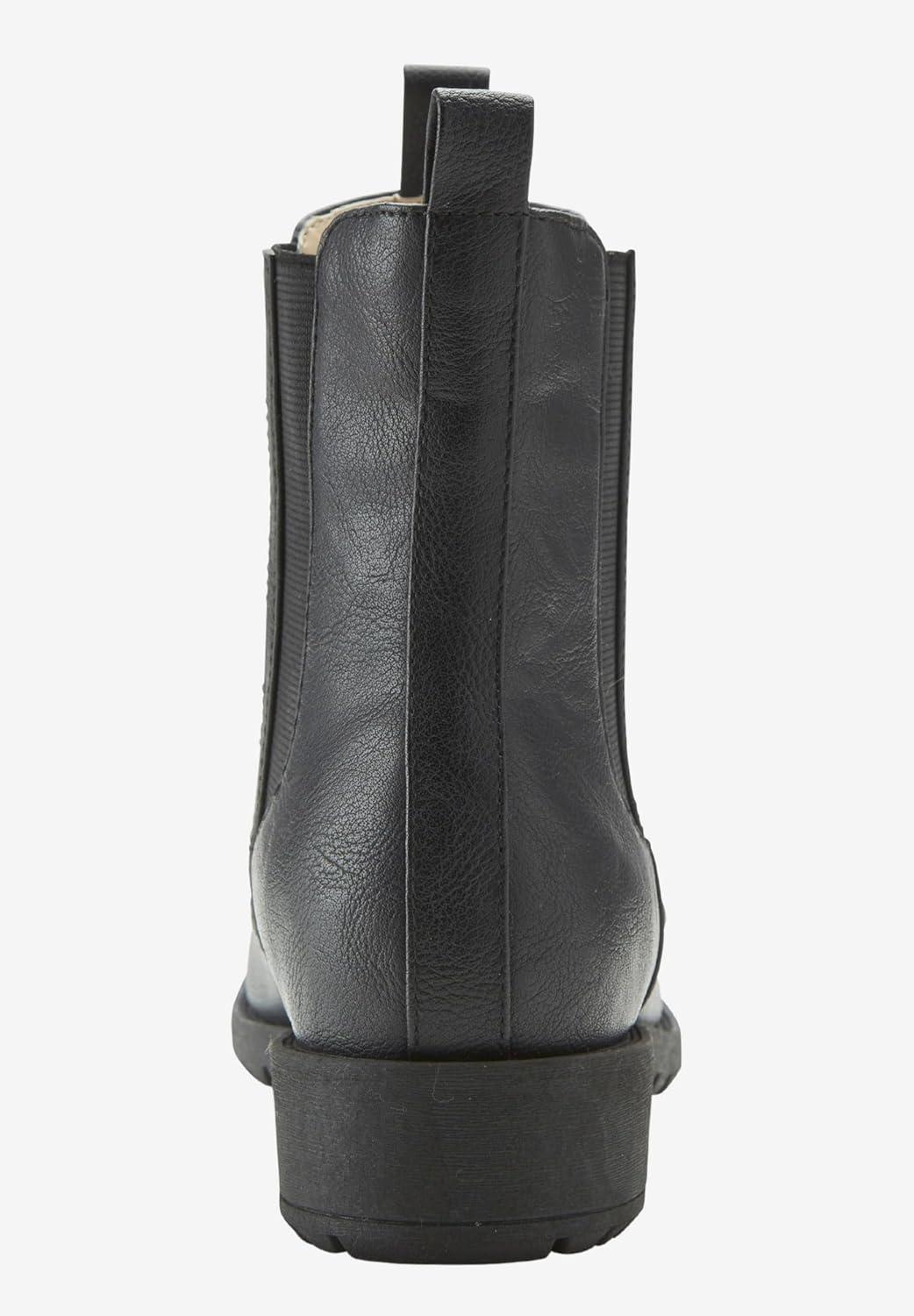 image:imageellos Womens Wide Width Sherpa Lined Faux Leather Chelsea BootieBlack