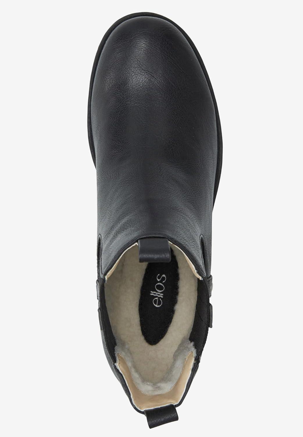 image:imageellos Womens Wide Width Sherpa Lined Faux Leather Chelsea BootieBlack