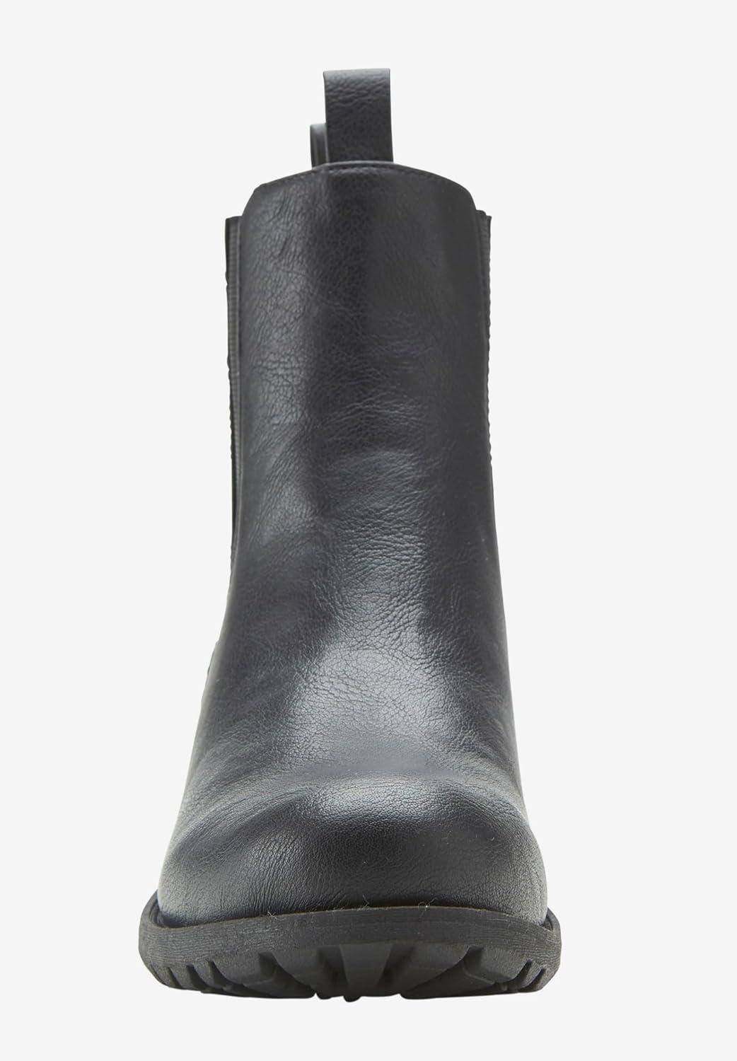 image:imageellos Womens Wide Width Sherpa Lined Faux Leather Chelsea BootieBlack