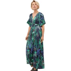 Ellos Plus Size Knit Tie-Back Maxi(Black Tropical Print)