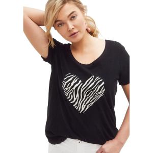 Ellos Plus Size Love Graphic Tee(Black Zebra Heart)