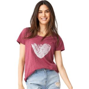 Ellos Plus Size Love Graphic Tee(Burgundy Rose Heart)