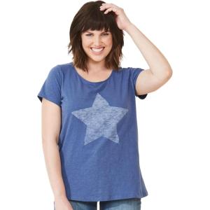 Ellos Plus Size Love Graphic Tee(Royal Navy Star)