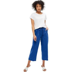 ellos Plus Size Linen-Blend Drawstring Elastic Waist Relaxed Fit Capris(Dark Sapphire)
