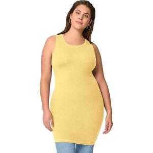 ellos Plus Size Stretch Knit Scoop Neck Sleeveless Long Tank(Butter)
