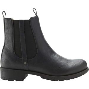 ellos Women’s Wide Width Sherpa Lined Faux Leather Chelsea Bootie(Black)