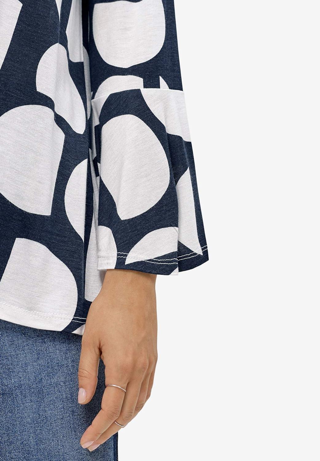 image:imageEllos Plus Size Bell Sleeve ALine Knit TunicBlack Floral Print