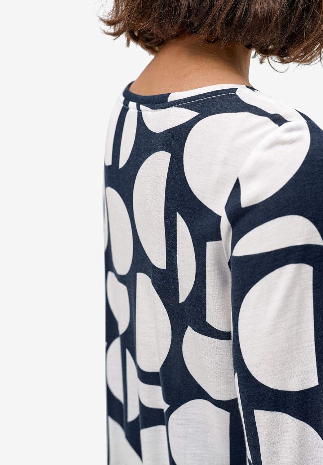 image:imageEllos Plus Size Bell Sleeve ALine Knit TunicNavy Graphic Print