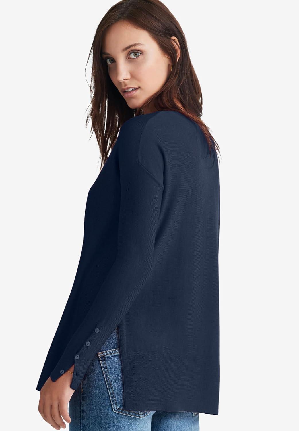 image:imageEllos Plus Size Boatneck Sweater TunicNavy