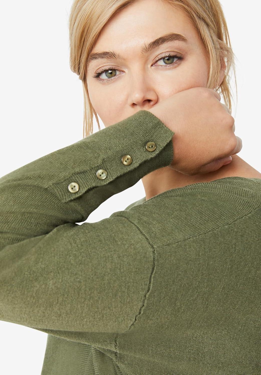 image:imageEllos Plus Size Boatneck Sweater TunicNavy