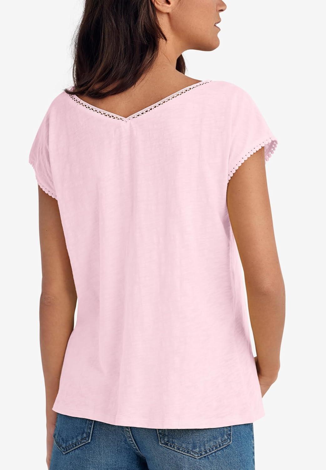 image:imageEllos Plus Size Crochet Trim TeePink Frost