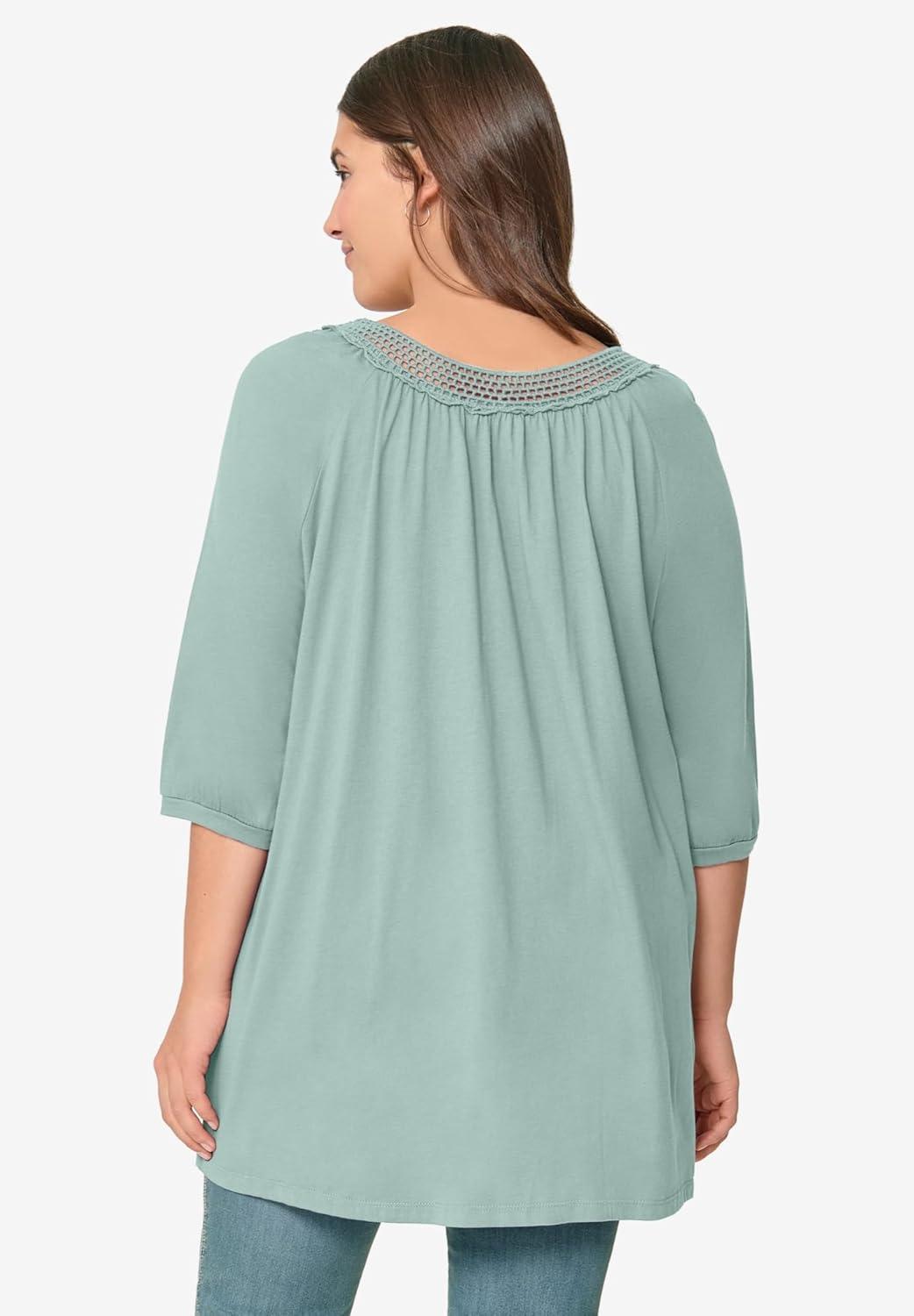 image:imageEllos Plus Size Crochet Trim TunicAntique Mint