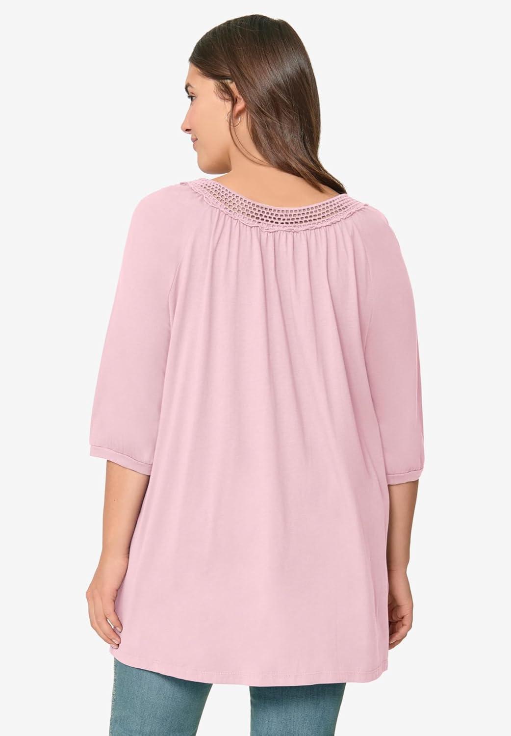 image:imageEllos Plus Size Crochet Trim TunicMisty Rose