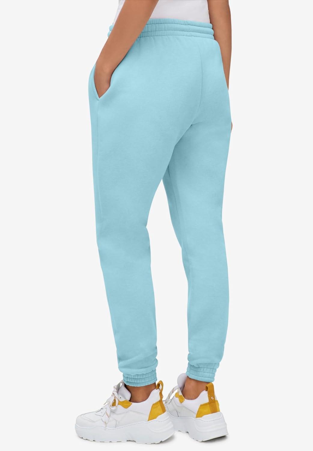 image:imageEllos Plus Size Drawstring Waist Fleece SweatpantsAqua Sky