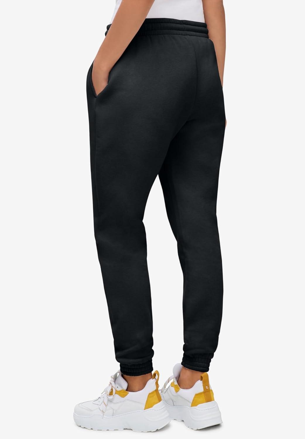 image:imageEllos Plus Size Drawstring Waist Fleece SweatpantsBlack