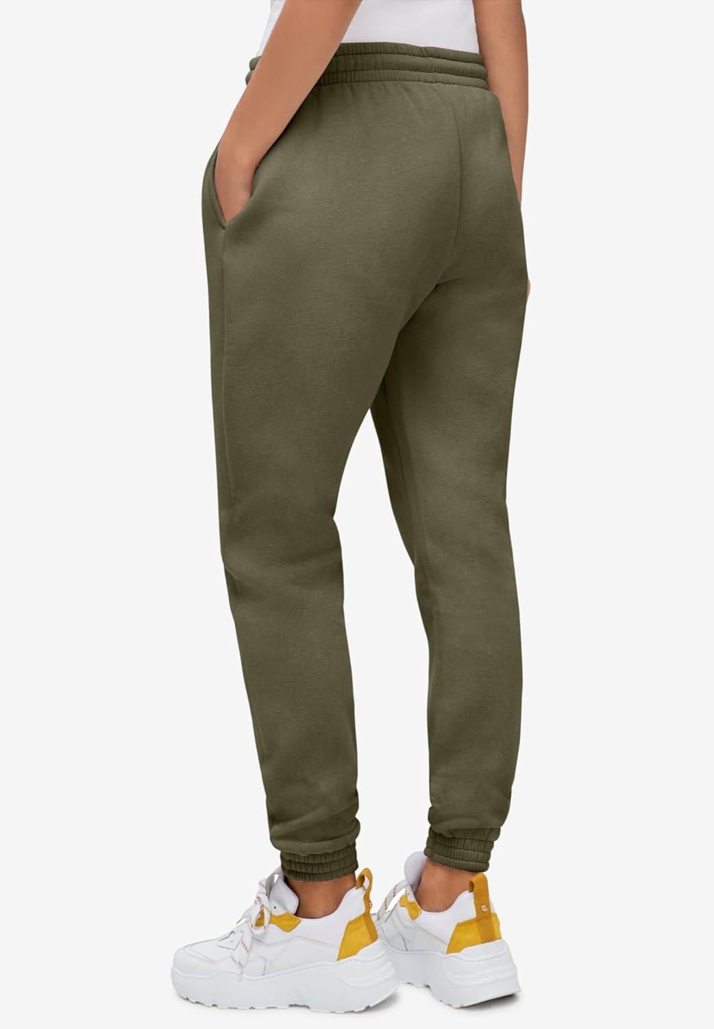 image:imageEllos Plus Size Drawstring Waist Fleece SweatpantsBurnt Olive