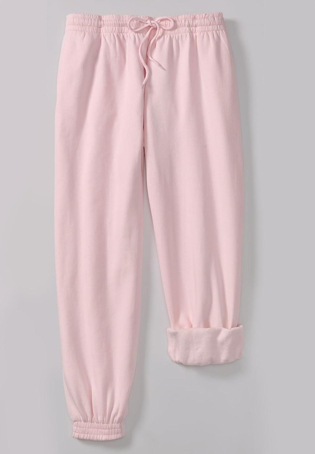image:imageEllos Plus Size Drawstring Waist Fleece SweatpantsMisty Rose