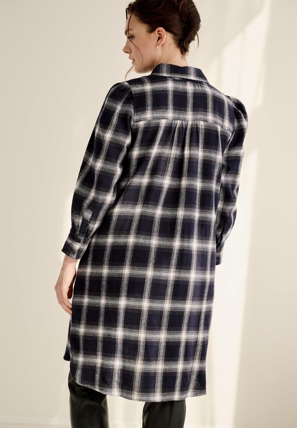 image:imageEllos Plus Size Flannel ButtonFront Mega TunicNavy Plaid