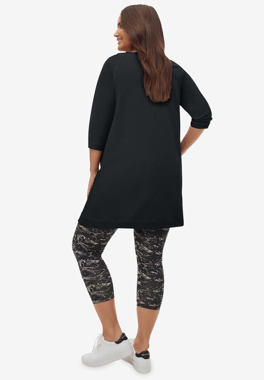 image:imageEllos Plus Size French Terry Zip Pocket TunicBlack
