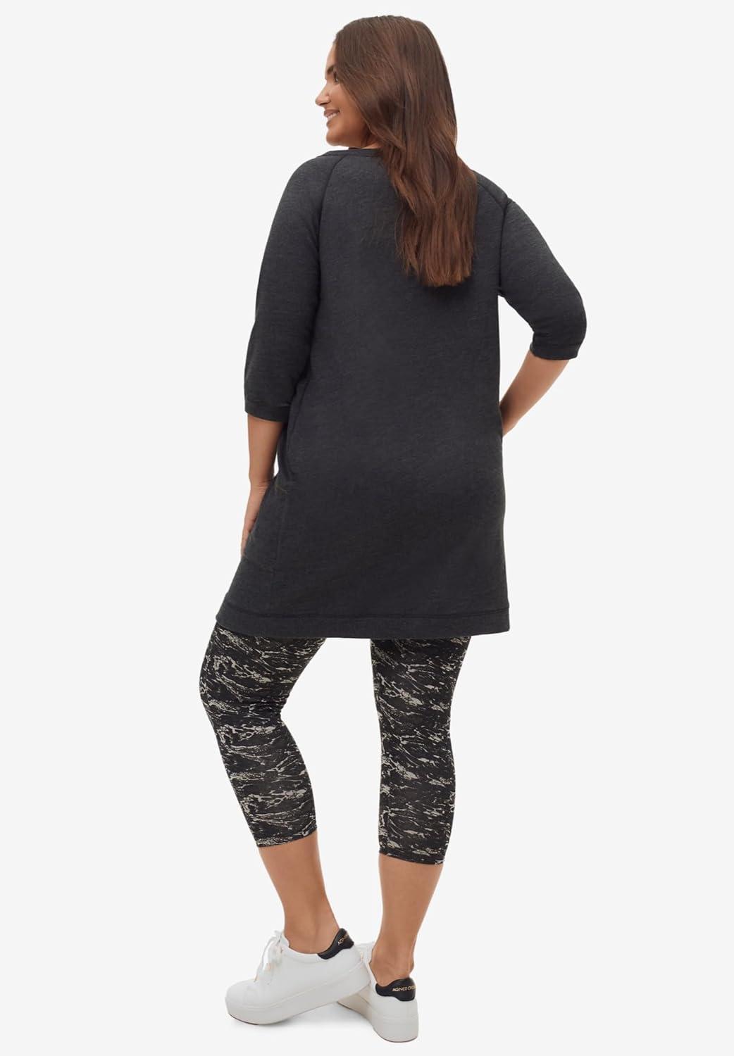 image:imageEllos Plus Size French Terry Zip Pocket TunicHeather Charcoal